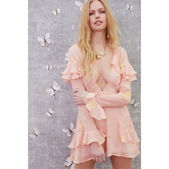 For Love And Lemons Dresses & Skirts - FOR LOVE & LEMONS Gilded Star mini dress rose gold